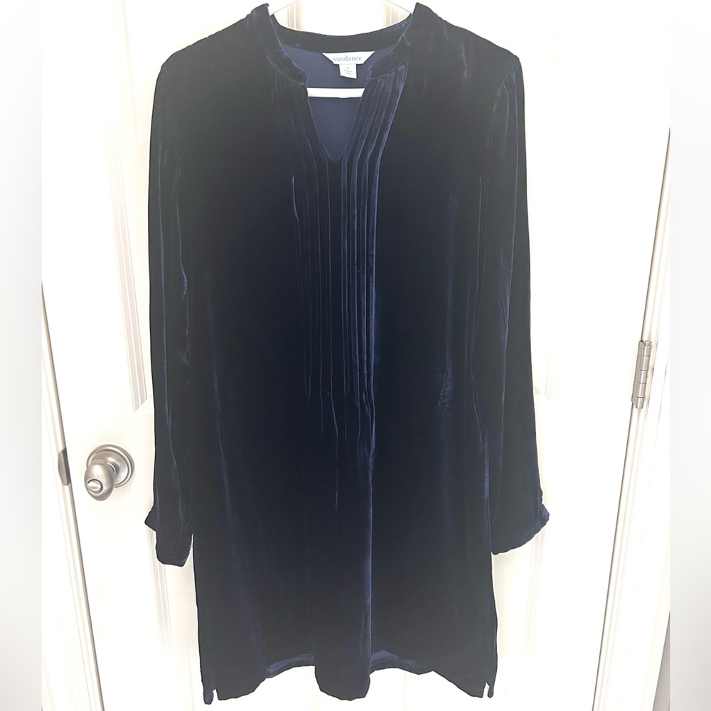 Sundance dark blue velvet dress midnight blue